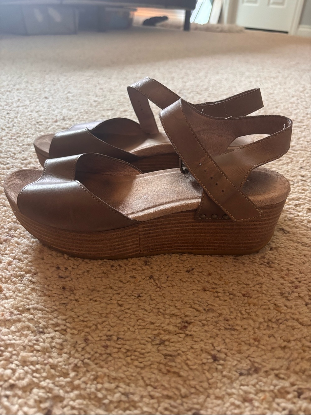 Dansko Brown Leather Wedge Sandals